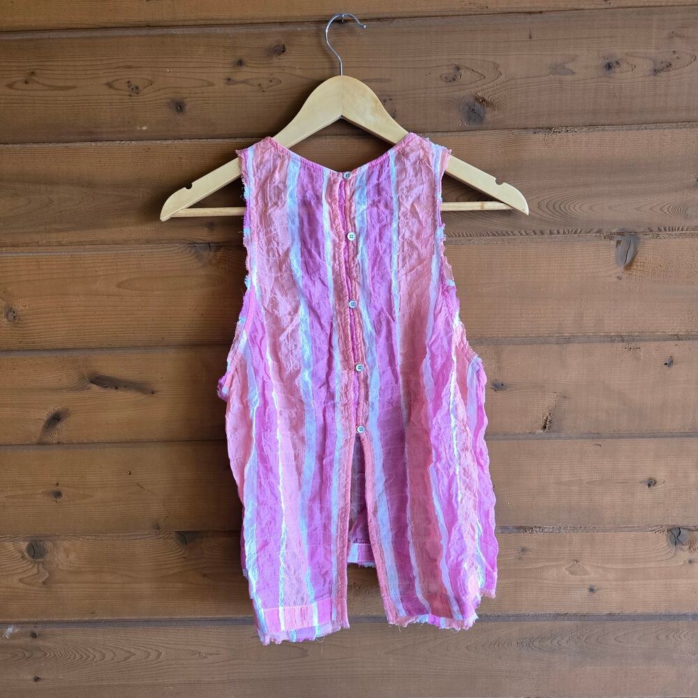 Anthropologie Cloth & Stone Bella Tank Fray Hem Button Back Halter Blouse Top L - Picture 3 of 6